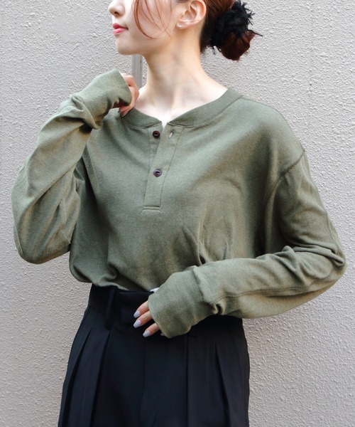 tシャツ THE SHINZONE/シンゾーン　コットンウール ヘンリーネックシャツ　COTTON WOOL HENRY NECK SHIRT　25A THE SHINZONE tシャツ SHINZONE/シンゾーン コットンウール