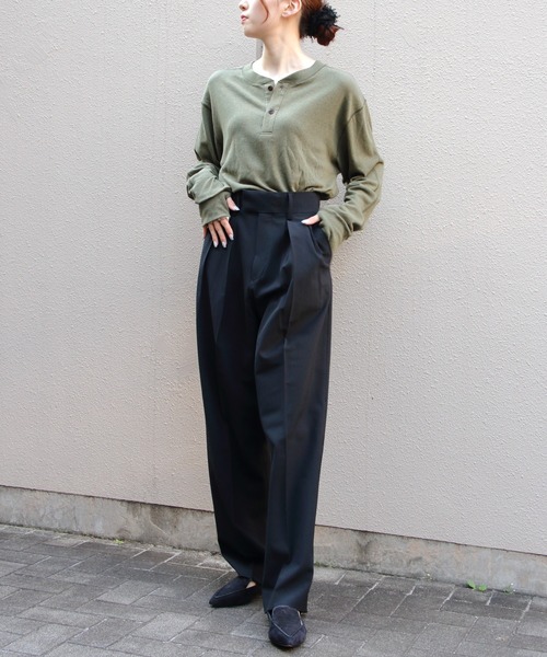 tシャツ THE SHINZONE/シンゾーン　コットンウール ヘンリーネックシャツ　COTTON WOOL HENRY NECK SHIRT　25A THE SHINZONE tシャツ SHINZONE/シンゾーン コットンウール