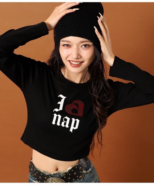ANAP（アナップ） tシャツ I LOVE anap ラインストーン プリント ロンT 