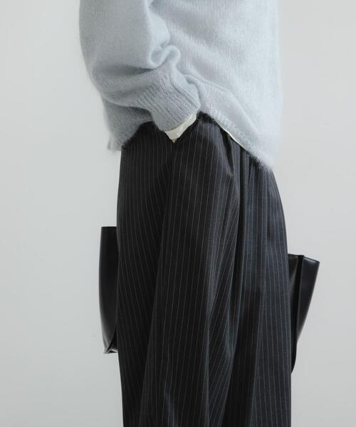 パンツ 「3サイズ展開」「イージーケア」 ウール混タックギャザーストレートパンツ レディースの画像