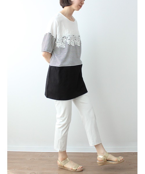 「MB mint breeze」 半袖カットソー 4L ネイビー レディース_画像4