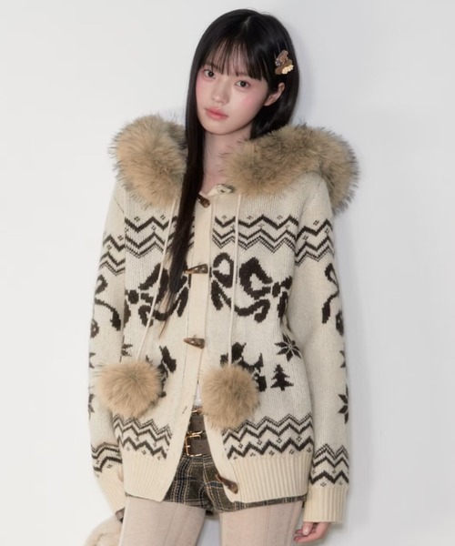 Sibra（シブラ） コート アウター 取り外し可能ファー付きノルディック