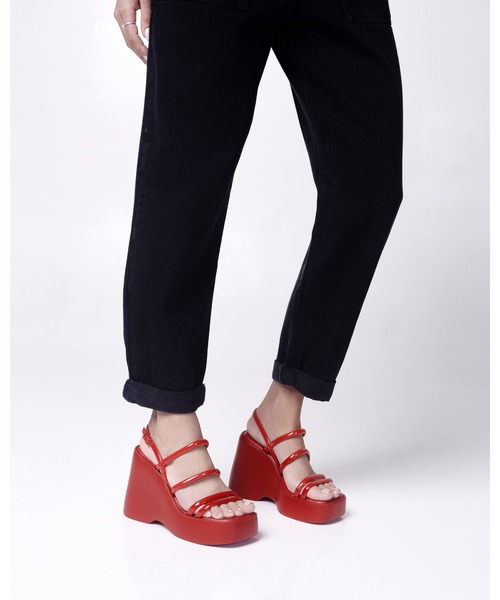 「melissa」 ヒールサンダル 37 レッド レディース_画像6