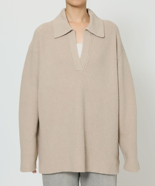 BABYLONE スキッパーミドルゲージニットプルオーバー スキッパーミドルゲージニットプルオーバー（BABYLONE）｜ルミネの