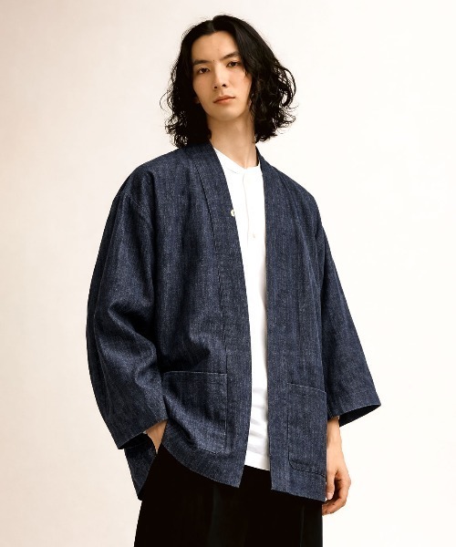 【美品】ブラームス ベルテッドジャケット インディゴ 羽織 M〜L相当 BELLWOODMADE（ベルウッドメイド） コート ジャケット 10E11 13oz