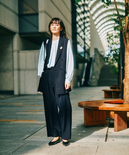LEPSIM　Ｗクロスダブルジレ　Wクロスベルト付きワイドパンツ　モカーキー LEPSIM（レプシィム） ワイドパンツ パンツ 「入卒式／セレモニー」W