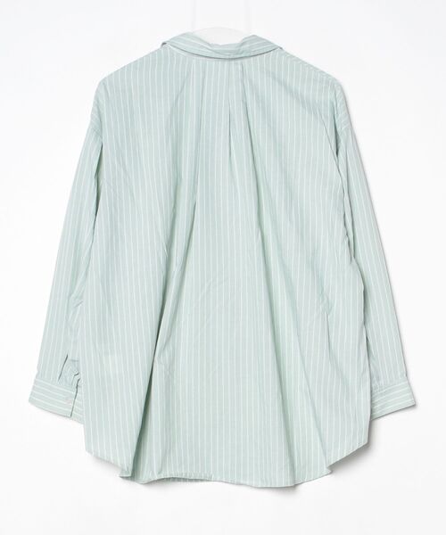 「GLOBAL WORK」 ストライプ柄長袖シャツ L グリーン レディース_画像2