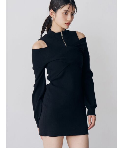 MURUA(ムルーア) ワンピース カシュクールZIPニットワンピース MURUA(ムルーア) ワンピース カシュクールZIPニットワンピース