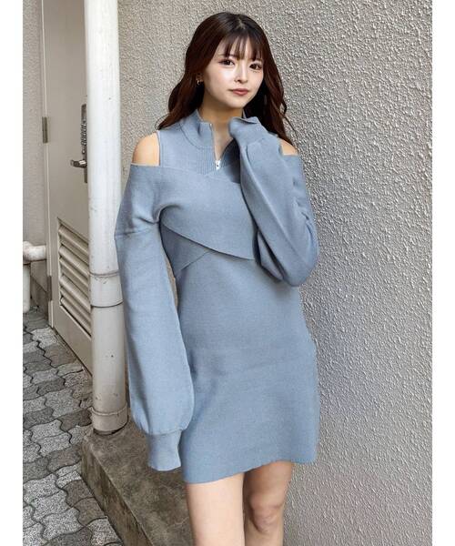 MURUA（ムルーア） ワンピース カシュクールZIPニットワンピース
