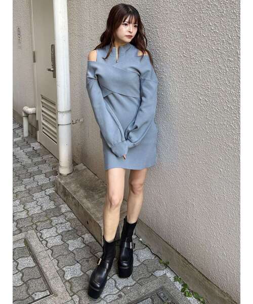 MURUA（ムルーア） ワンピース カシュクールZIPニットワンピース