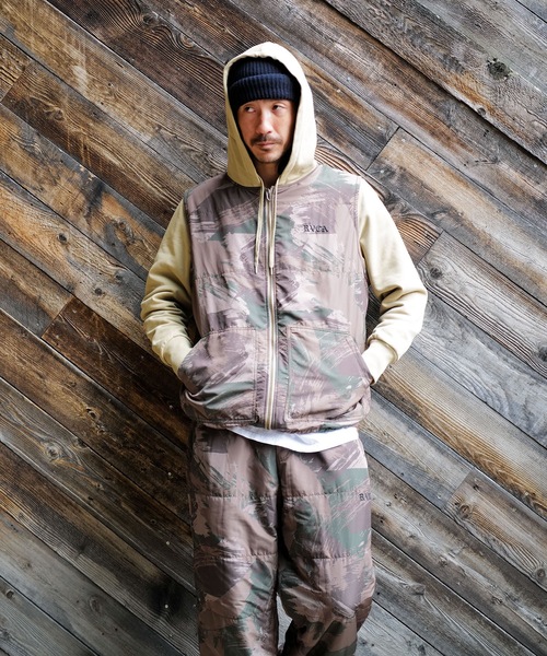 メンズ秋冬用RVCAルーカ迷彩柄パーカーM RVCA（ルーカ） パーカー メンズ RVCA×AZUL REVERSIBLE PARKA パーカー
