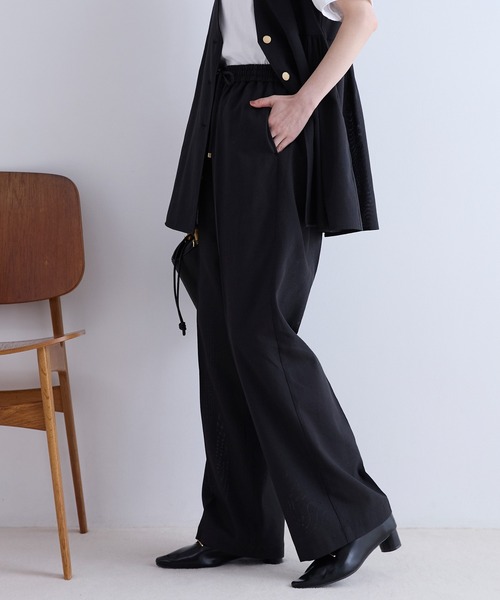 Aunely ワイドパンツ スラックス パンツ 「Aunely」すぐサラ シアー