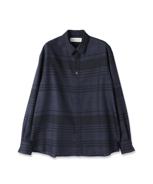 CULLNI（クルニ） シャツ Sheer Tile Check Chin Tab Shirt メンズ