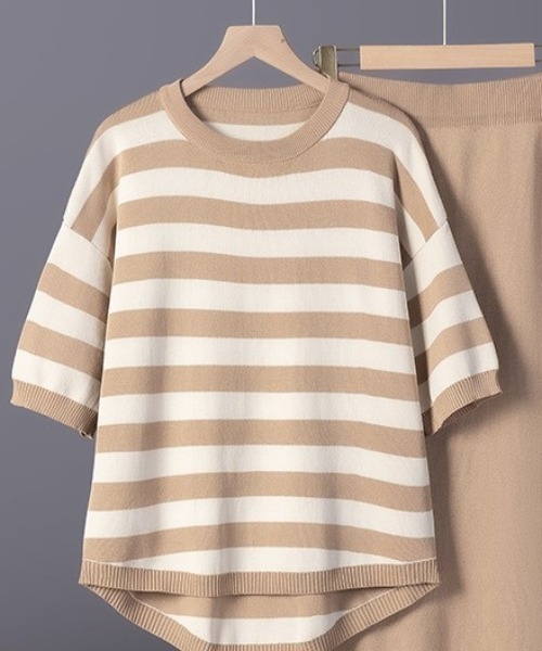 a lot of love tシャツ ボーダーニットT×スカートセット レディース