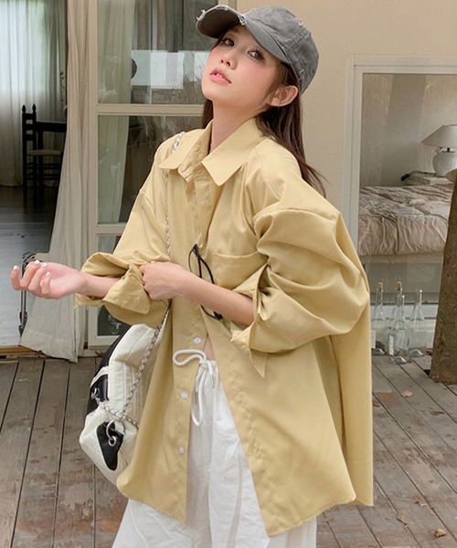 DAY CLOSET ブラウス シャツ 「前後アシメヘム」長袖 レギュラーカラー