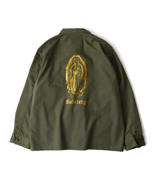 「Subciety」 ジャケット LARGE オリーブ×ブラック メンズの画像