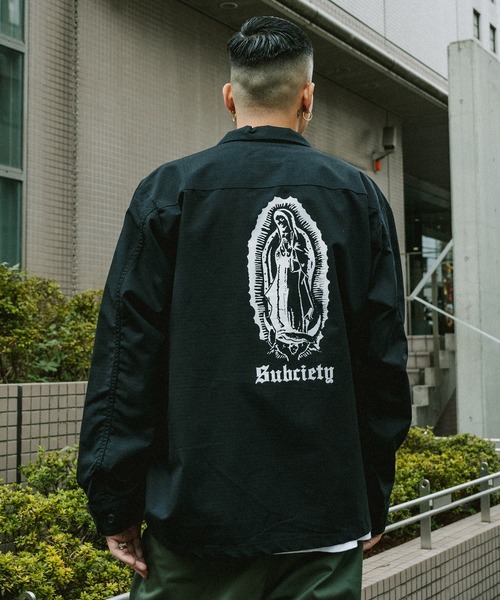 「Subciety」 ジャケット LARGE オリーブ×ブラック メンズの画像