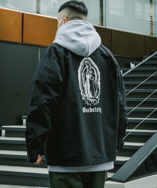 「Subciety」 ジャケット LARGE オリーブ×ブラック メンズの画像