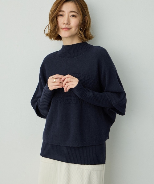 「Petit Honfleur」 7分袖ニット M ネイビー レディース_画像7