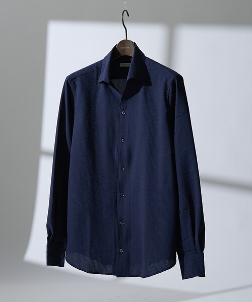 シャツ 「DotAir」2WAY サッカー長袖シャツ / 軽量 / 防シワ / 吸水速乾 メンズの画像