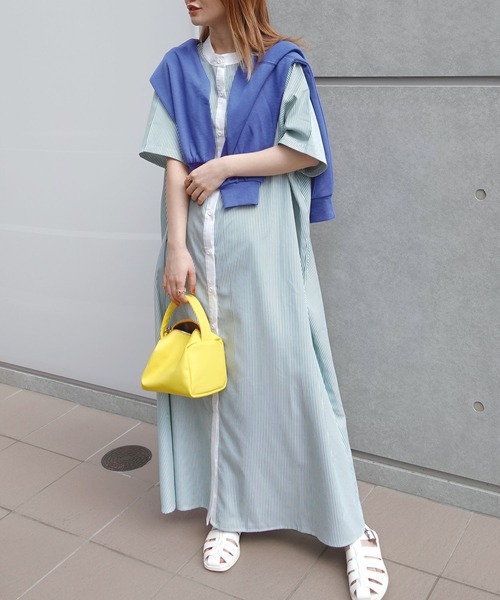 「CORNERS」 半袖ワンピース L オレンジ レディース_画像5