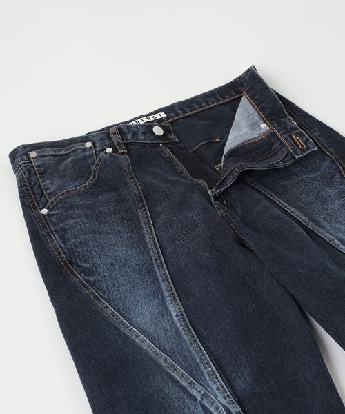 ジーンズ NVRFRGT / ネヴァーフォーゲット 3D TWISTED JORTS/DARK FADED INDI メンズの画像