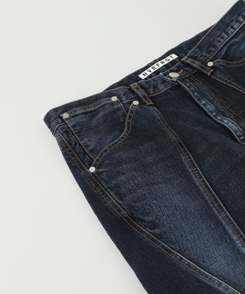 ジーンズ NVRFRGT / ネヴァーフォーゲット 3D TWISTED JORTS/DARK FADED INDI メンズの画像