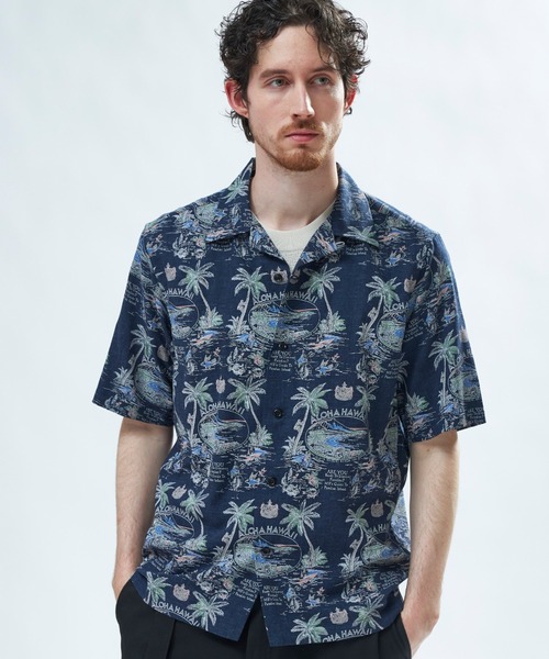 MEN'S BIGI（メンズビギ） アロハシャツ シャツ 半袖 レーヨンリネン