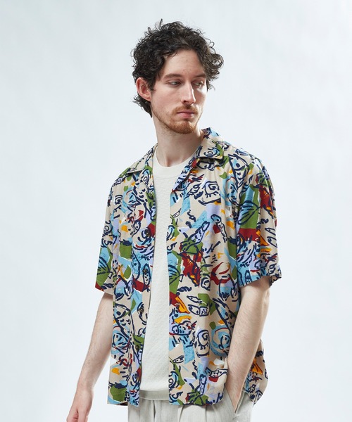 MEN'S BIGI（メンズビギ） アロハシャツ シャツ 半袖 レーヨンリネン