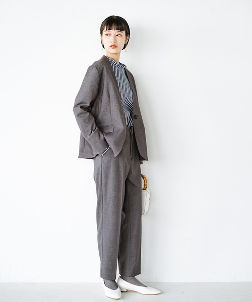 「ANNA LUNA」 ノーカラージャケット LARGE チャコールグレー レディース_画像5