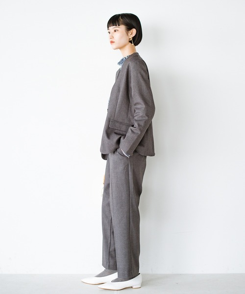 「ANNA LUNA」 ノーカラージャケット LARGE チャコールグレー レディース_画像7