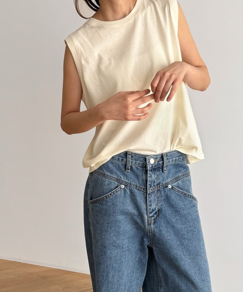 「CANAL JEAN」 ノースリーブトップス ONE SIZE ブラック レディース_画像7