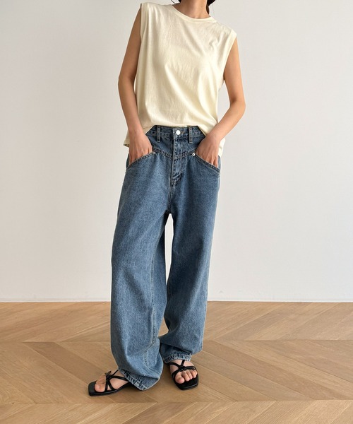 「CANAL JEAN」 ノースリーブトップス ONE SIZE ブラック レディース_画像9