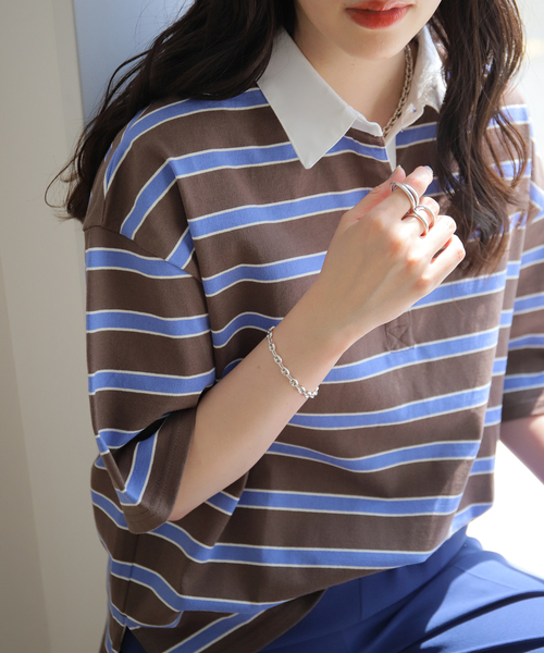 SLOBE IENA（スローブイエナ） tシャツ Tシャツ マルチボーダーラガー