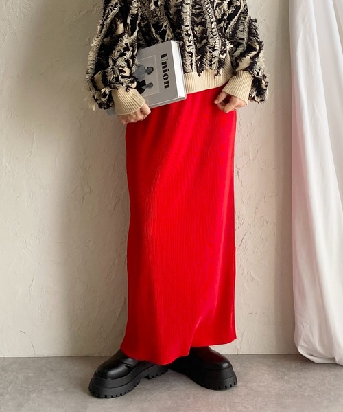 She's Closet スカート セルフカットIラインハイウエスト細プリーツ She's Closet スカート セルフカットIラインハイウエスト細プリーツ