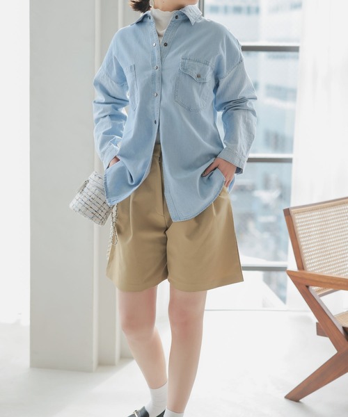Isn't She？ ブラウス シャツ リメイクライクデニムシャツ
