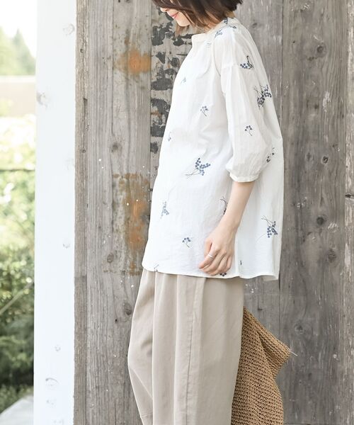 r・p・s（アールピーエス） ブラウス シャツ ブーケ刺繍7分袖ブラウス