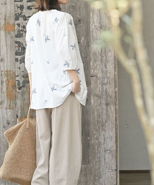 r・p・s（アールピーエス） ブラウス シャツ ブーケ刺繍7分袖ブラウス