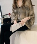 ブラウス シャツ 長袖チェックシアーシャツブラ...の詳細画像3