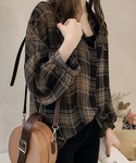 ブラウス シャツ 長袖チェックシアーシャツブラ...の詳細画像5