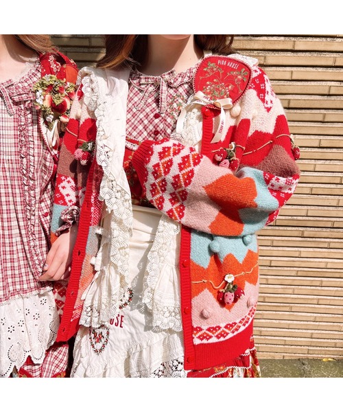 PINK HOUSE ブローチ Rambling Hearts刺繍ワッペン レディース