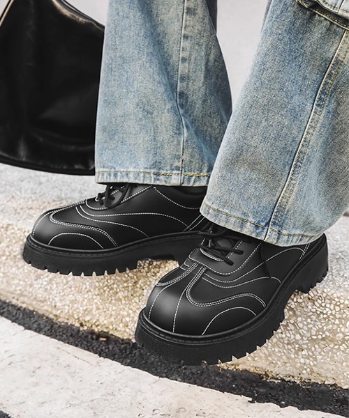 Theater code スニーカー stitch line leather sneaker