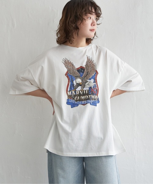 notch. tシャツ 半袖 イーグルプリントビッグTシャツ レディース