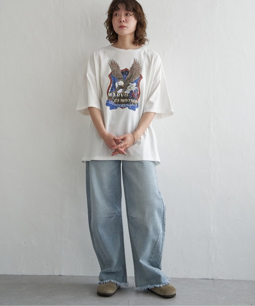 notch. tシャツ 半袖 イーグルプリントビッグTシャツ レディース