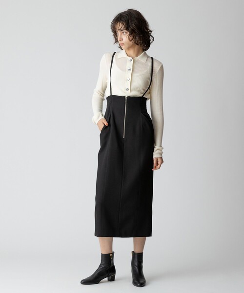 allureville フロントジップサスペンダースカート　グレー　01 フロントジップサスペンダースカート|allureville OFFICIAL SITE