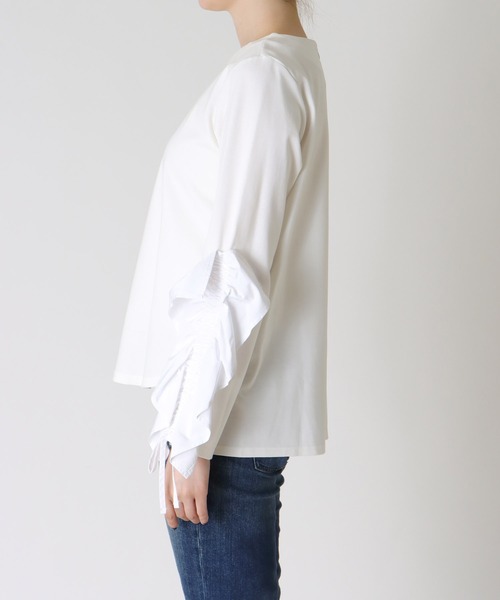Jines ブラウス シャツ ストリングフリルスリーブブラウス