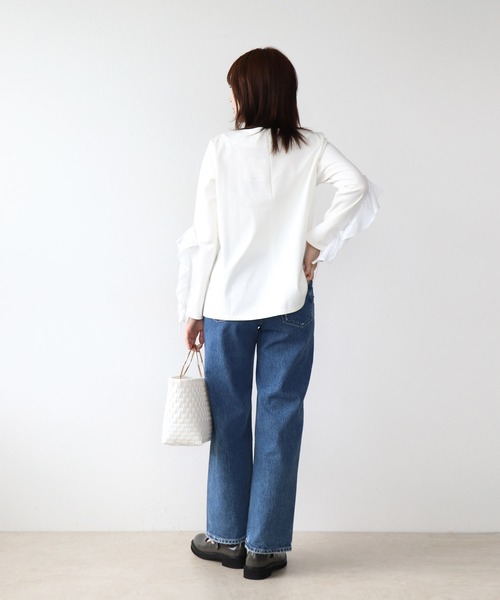 ブラウス シャツ ストリングフリルスリーブブラウス レディース Jines ブラウス シャツ ストリングフリルスリーブブラウス