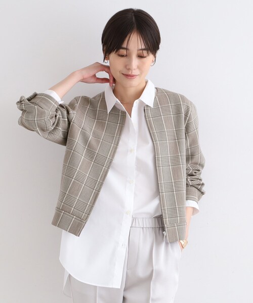 ブルゾン アウター 「洗える／UVケア」グレンチェック柄リバーブルゾン レディース | INDIVI | 03