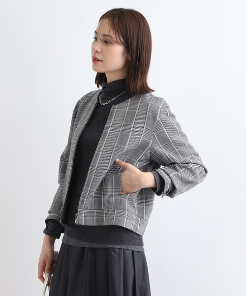 ブルゾン アウター 「洗える／UVケア」グレンチェック柄リバーブルゾン レディース | INDIVI | 05