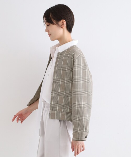 ブルゾン アウター 「洗える／UVケア」グレンチェック柄リバーブルゾン レディース | INDIVI | 09